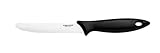 Fiskars Tomatenmesser, Essential, Gesamtlänge: 23 cm, Edelstahl / PP-Kunststoff, Schwarz, 1065569, Blassrosa