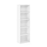 Furinno Luder 5-stufiges, wendbares, farbiges Bücherregal mit offenem Regal, Weiß