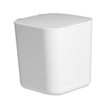Ipetboom Kleiner Desktop mülleimer mit Deckel Praktischer Tischabfalleimer aus Hochwertigem Kompakt und Multifunktional für Büro Küche und Zuhause Leicht zu Öffnen und Schließen Weiß