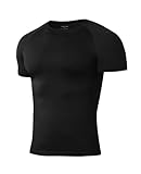 Niksa 1 Pack Kompressionsshirt Herren, Funktionsshirt Atmungsaktiv Sportshirt Herren Kurzarm Schnelltrocknendes Lauf Shirts Gym Shirt, Schwarz, M