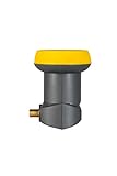 HUMAX Digital Single-LNB 113s Gold, Satelliten universal LNB, LTE-Filter, 1 Teilnehmer inkl. Wetterschutzhülle und vergoldete F-Buchse, für digitales Fernsehen in HD, Full HD und 4K UHD, schwarz/gelb