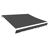 KOIECETA Markisenbespannung Wasserabweisend Markisestoff Markisentuch Ersatzstoff mit Volant Markisevolant für Markise (300 x 250 cm, Anthrazit)