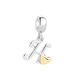 Symretie Damen 925 Sterling Silber Charm Anhänger Buchstaben H Beads Charms Kompatibel mit Europäischen Armbänder und Halskette