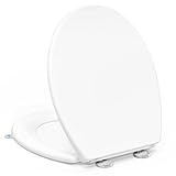Toilettendeckel mit Absenkautomatik O-Form, YEAUPE PRO WC-Sitz mit Puller-Lid, Quick-Release Funktion für einfache Reinigung, 150 kg belastbar, Weiß, 44,6 x 37,2 cm