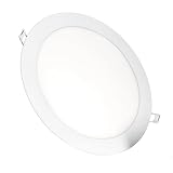 JANDEI - Downlight LED 18W rund 3000K/4200K/6000K Flach Weißem mattiertem Aluminiumring. 200-205mm Loch Deckenleuchte, Deckenbeleuchtung, Deckeneinbauleuchte (6000K)