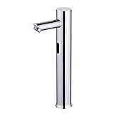 Wasserhahn Bad Waschtischarmatur Mischbatterie Waschbecken Sensormischbatterien verchromt Automatik Warm und Kaltwasser Batteriebetrieben-Hoch Badarmatur Waschbeckenarmatur