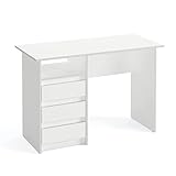 KOMTO Schreibtisch mit Schubladen - Bürotisch Computertisch Klein Arbeitstisch Büro PC-Tisch Kinderschreibtisch mit Stauraum | Moderner Schreibtisch Weiß | Oslo 110 x 50 x 74 cm