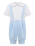 Freebily Baby Jungen Jumpsuit Gentleman Strampler Kurzarm Smoking Anzug Hosenträger Shorts Für Hochzeit Taufe Fotoshooting Blau 68-80