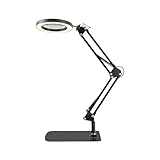 SUIOPPYUW Kompakte Standbeleuchtung, LED Lampe mit Augenschutz, Standbeleuchtung, LED Leselampe, Tischlampe mit Klemme, Schwarz, Quadratische Basis