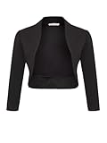 DANAEST Damen Bolero Festlich Strickjacke Elegant Schulterjacke 3/4 Ärmel Kurz Top (708), Grösse:M, Farbe:Schwarz