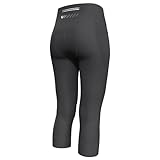 Lo.gas Fahrradhose Damen Gepolstert 3/4 Radlerhose High Waist Radhose Polster Elastische Radlershorts Mit Tasche S Grau