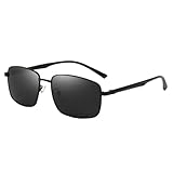 WJIAYAO Sonnenbrille Fashion Square Polarisierte Sonnenbrille Männer Fahren Sonnenbrille Männlich Vintage Pilotenbrille UV400(Black)
