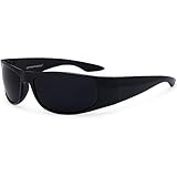 grinderPUNCH Schwarze Sonnenbrille mit super dunklen Gläsern | Reiter im Biker-Stil | Wickelrahmen (Schwarz)