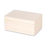 Pinus - Holzkiste mit Deckel, 30x20x13,5 cm, Holzbox mit Klappverschluss, Schatztruhe aus Holz, Box ohne Griffe, Aufbewahrungsbox, Europäisches Kiefernholz und Sperrholz