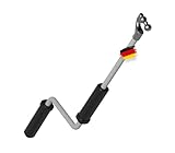 BAUHELD® Markisenkurbel mit Kugel-Haken [Made in Germany] - Markisenstange mit Pulverbeschichtung [140cm] - Hochfester Handgriff aus Kunststoff - Kompatibel mit runden Markisen-Ösen - RAL 7035