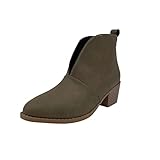 RYTEJFES Schuhe Damen Winter, Casual Ankle Veloursleder Flach Schuhe Boots Retro Sexy Herbst Vintage Cowboystiefel Stiefeletten Bequeme Flat Halbhohe Round Stiefel Westernstiefel