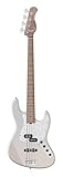 MetroExpress 21-Fret Hybrid P/J Bass, Roasted Maple Fingerboard, 4-String - Solid Paper White Metallic High Polish