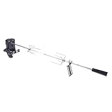 JJsdwin Edelstahl Grillspieß, 360° Drehspieß mit Motor Traglast 5-8 kg, Rotisserie Grillspieß für Hähnchen, Fisch, Steak und Gemüse, Grilldrehspieße, 104 x 10 x 6 cm