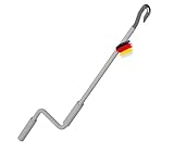 BAUHELD® Markisenkurbel mit Fleischer-Haken [Made in Germany] - Markisenstange mit Pulverbeschichtung [140cm] - Hochfester Handgriff aus Kunststoff - Kompatibel mit ovalen Markisen-Ösen - RAL 7035