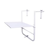 Klapptisch Balkongeländer,Hängetisch Geländer Klapptisch,Tisch Balkongeländer,Lagerung Faltbarer Blumenständer Schreibtisch Wandtisch,Platzsparender Laptop Computer,für Terrasse Garten(All white)