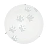 EGLO Deckenlampe Mars, 1 flammige Wandleuchte, Deckenleuchte aus Stahl, Farbe: Weiß, Glas: Weiß satiniert Motiv Pfote, Fassung: E27