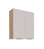 Küchen Hängeschrank 80 cm Küche Solano Kaschmir beige matt + Eiche Artisan matt Küchenzeile Küchenblock Küche Einbauküche