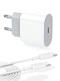 20W iPhone Ladegerät,USB C Schnellladegerät und 2M USB C-auf-USB C-Ladekabel,Stecker Charger Power Adapter,USB C Netzteill Kompatibel mit iPhone iPhone 15/15 Pro/15 Pro Max/iPad,Samsung Galaxy S24/S23