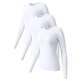 Damen Sport Shirt Langarm - Damen Funktionsshirt Elegant V-Ausschnitt Knopfleiste Bluse Elegant Einfarbig Bluse überschnittene Schultern Baselayer Kompressionsshirt Laufshirt Gym Top Yoga Oberteil