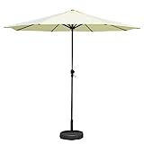 Outdoor-Terrassenschirm mit Sockel, tragbar, für Strand und Garten, einlagig/zweilagig, stilvoller beigefarbener Sonnenschutz für Garten und Terrasse
