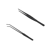 Hongoen 2 PCS Aquarium Pinzette Set, Gerade und Gebogen,Pinzette Lang,Lange Pinzette,Pinzette Aquarium,Reptilien Futterpinzette,Edelstahl Schützende Finger Pinzette für Reptilien, Wasserpflanze