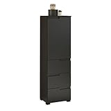 SPICE Hohe Badezimmer Kommode mit Schubladen in Schwarz matt - Badezimmerschank Bad Schrank mit viel Stauraum - 40 x 134 x 32 cm (B/H/T)