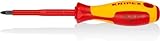 KNIPEX Schraubendreher für Kreuzschlitzschrauben Pozidriv isolierender Mehrkomponenten-Griff, VDE-geprüft brüniert 212 mm, 98 25 02