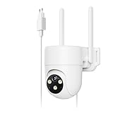 NUASI 4G LTE Überwachungskamera Aussen mit SIM Karte, 2K PTZ IP Kamera Ohne WLAN mit FarbNachtsicht, AI Personenerkennung weiß Kamera und 2-Wege-Audio, IP66 Wasserdicht