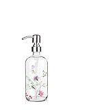 Seifenspender für Bad & Küche aus Glas mit 304 rostfreier Edelstahlpumpe，Soap Dispenser seifenspender seifenspender Glas seifenspender küche soap Dispenser（Blumen Schmetterlinge）