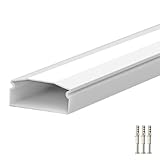 Vsagier TV-Kabelverstecker, 0,4 m Kabelabdeckung für bis zu 3 Kabel, ideal für wandmontierte Fernseher, Maße: 1 x B 2,5 cm x H 1,9 m x L 1,9 m (weiß)