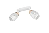 lightling 2-flammige Deckenlampe Bill mit Holzakzenten, Strahler, IP20 Indoor, exkl. 2 x E14, max. 10W, Höhe 27 cm, Breite 28 cm, weiß matt