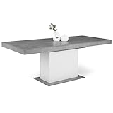 IDMarket - Ausziehbarer Esstisch Rechteck Eden 6-10 Personen Beton und Weiß 160-200 cm