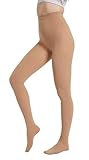 HeyUU Damen Bunte Halb-blickdichte Strumpfhose 80 DEN Microfaser Stützstrumpfhose Dunkelbeige M