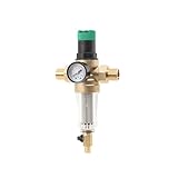 MECUTP DN 20 Rückspülfilter Wasser Druckregler Mit Druckminderer Und Manometer 3/4 Zoll Wasserfilter Wiederverwendbarer Wasserdruckregler Messing Wasserdruckminderer Sedimentfilter