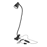 FONDOTIN LED Klemmlampe Schwarz Kompakte Nachttischleuchte mit Angenehmem Licht für Nachtlesen und Schreibtisch Dekorative Tischlampe mit Modernem Design Langlebig und Augenschonend für