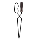 Angoily Metall Grillzange mit Ergonomischem Holzgriff Kleine Multifunktionale Servierzange für Camping und Grillen Entenschnabel Design Langlebige Eisenkonstruktion