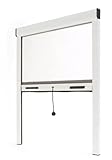 Fliegengitter Insektenschutzrollo Aluminium für Fenster - Weiss, B125 x H160cm - Fiberglas Fliegengitternetz - Fliegengitterrollo Insektenschutz