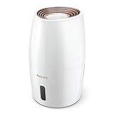 PHILIPS Luftbefeuchter 2000 Serie, hygienische NanoCloud-Befeuchtung, 99,97% weniger Bakterien, 200ml/h, 2L Wassertank, Ultra leise (33dB), Sensor, 3 Stufen, Auto&Schlafmodus, Timer, Weiß (HU2716/10)