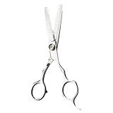 Alipis 6 Zoll Friseurschere Doppelzahn aus Rostfreiem Stahl Haarschneideschere für Friseursalon Haarstyling Werkzeug für Familie Haustiere und Profi