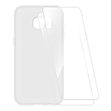ESCAMOT Bedruckte Hülle + 2 Glas Schutzfolie Kompatibel mit Samsung Galaxy S7, Stoßfeste Weiche Cover und HD Klare Tempered Glass Folie (Weiß)