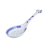 SECFOU Keramik Suppenlöffel im Asiatischen Stil Großer Handbemalter Porzellan Servierlöffel mit Langem Griff Umweltfreundlicher Küchenlöffel für Restaurant und Haushalt