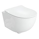 LAVITA Wand-WC Brava Hänge Toilette WC Sitz Toilettendeckel mit Absenkautomatik & Metallscharniere Toiletten Spülrandlos Hängend Toilettenbecken 360x480x375 mm Weißer Glanz