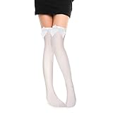 Sibba Hohe Kniestrümpfe lange Strümpfe 1 Paar Halloween Weiße Spitze Schleife Strumpfhose exotische Strumpfwaren Sommer Strumpfbänder Weihnachten Cosplay Party Frauen Mädchen Kleid
