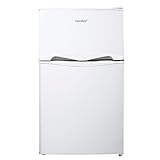 Comfee RCT87WH2(E) Kühlschrank für die Arbeitsplatte, kleiner Kühlschrank mit Licht, abnehmbare Regale, verstellbare Thermostate, umkehrbare Türen, Weiß [Energieklasse E]