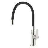 APPASO Niederdruck Armatur Küche, Flexibel Gebürstetem Edelstahl armatur küche 3-Anschlüsse1 Strahlarten, 360° schwenkbarer Hochauslauf Küchenarmatur mit Flex-Brause (Für Niederdruck Systeme)